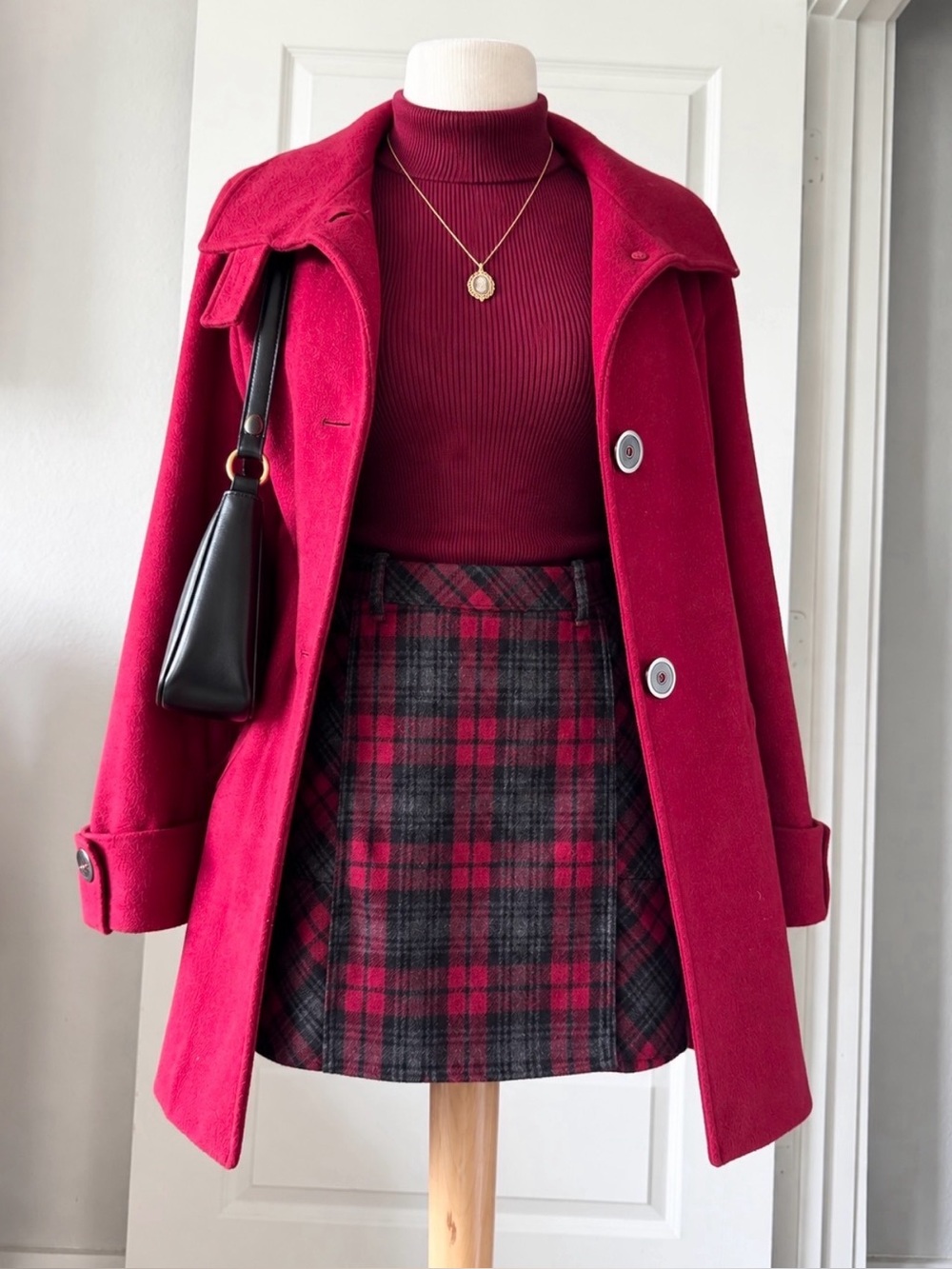 Kristen Blake Red Wool Blend Princess Coat